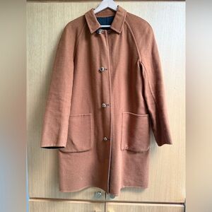 Billy Reid Tan/Brown Single-Breasted Wool Coat